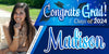 2024 Personalized Congrats Grad Banner Med/Large- Script Font