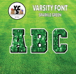 Varsity 23" Alphabet Set - Large Sparkle with Drop Shadow Green