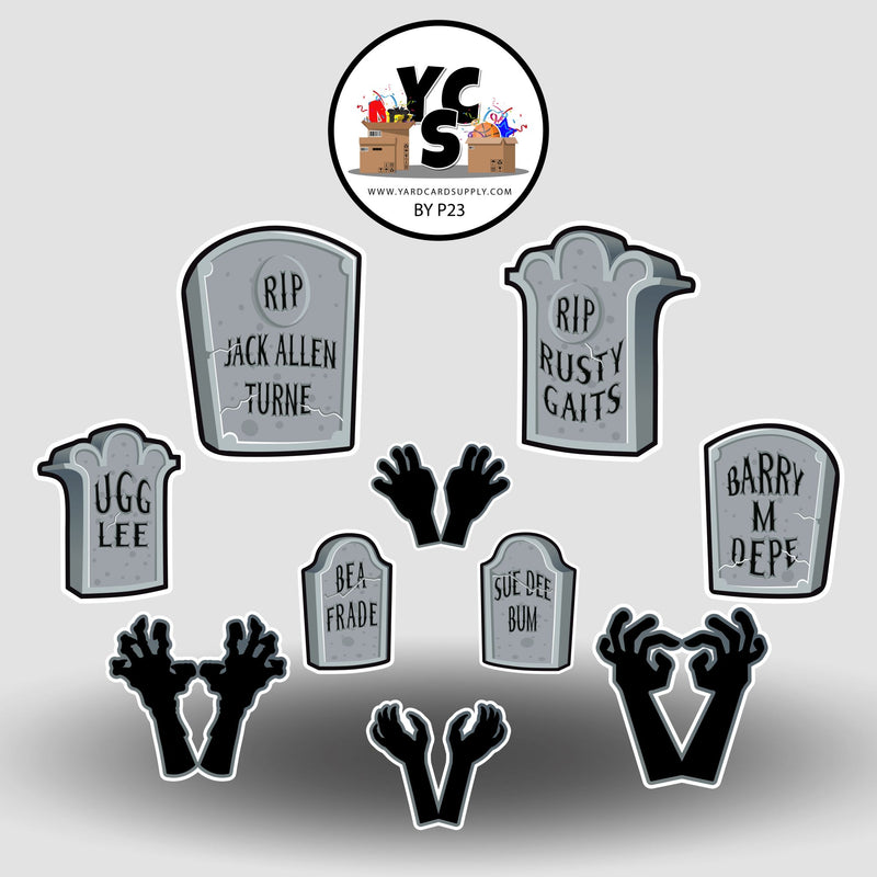 RIP Rest in PUNS - Tombstone and Hands Halloween Set