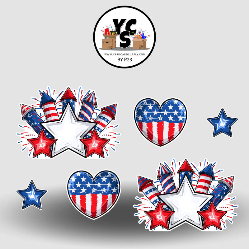 YCS Flash® Red White & BOOM Hearts and Stars Flair Panel