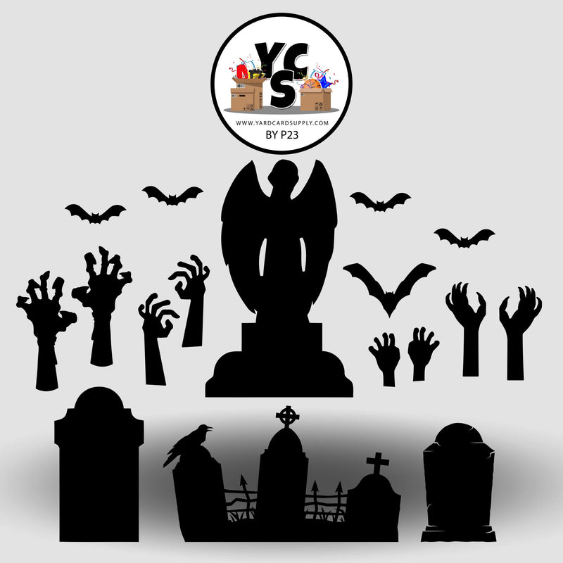 Halloween Spooky Silhouettes Graveyard Set