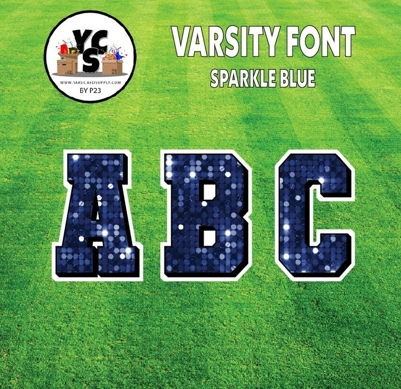 Varsity 23" Alphabet Set - Large Sparkle with Drop Shadow Blue