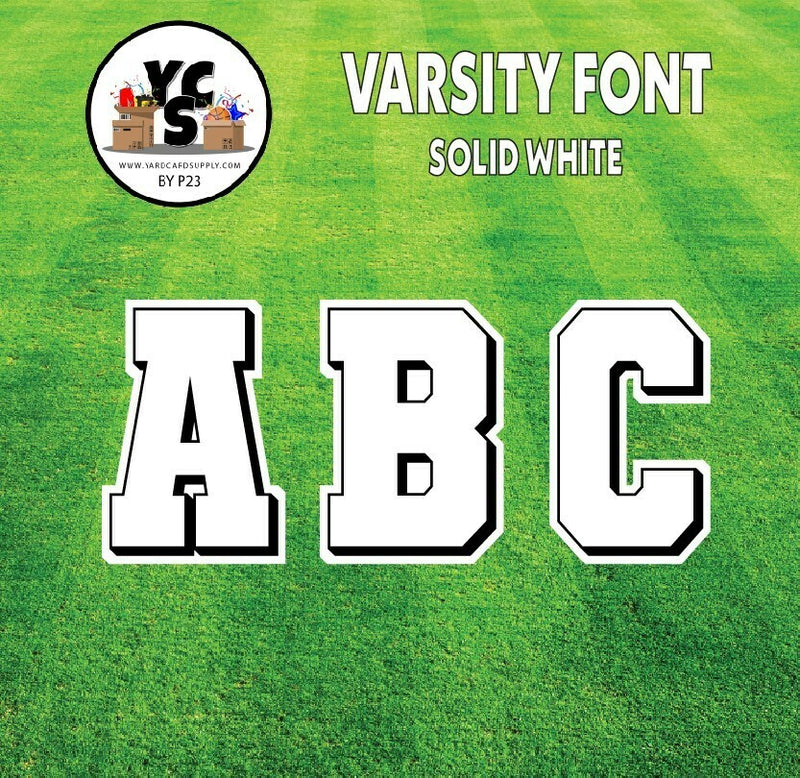 Varsity 23" Alphabet Set - Large Solid with Drop Shadow White