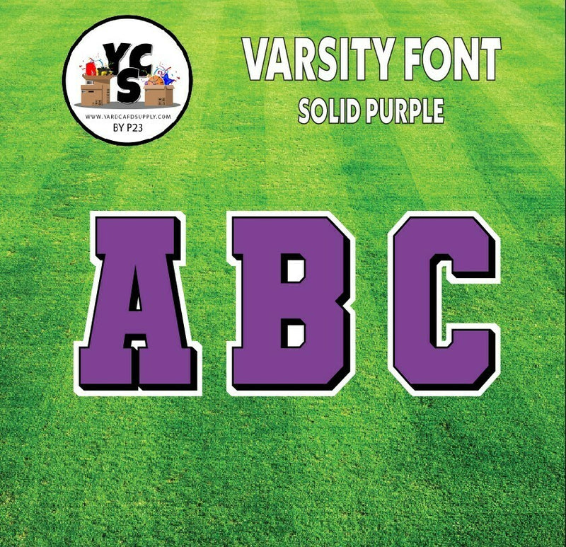 Varsity 23" Alphabet Set - Large Solid with Drop Shadow Purple