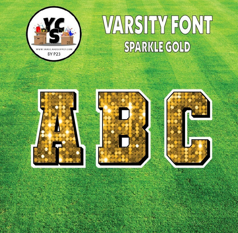 Varsity 23" Alphabet Set - Large Sparkle with Drop Shadow Gold
