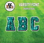 Varsity 23" Alphabet Set - Large Sparkle with Drop Shadow Teal