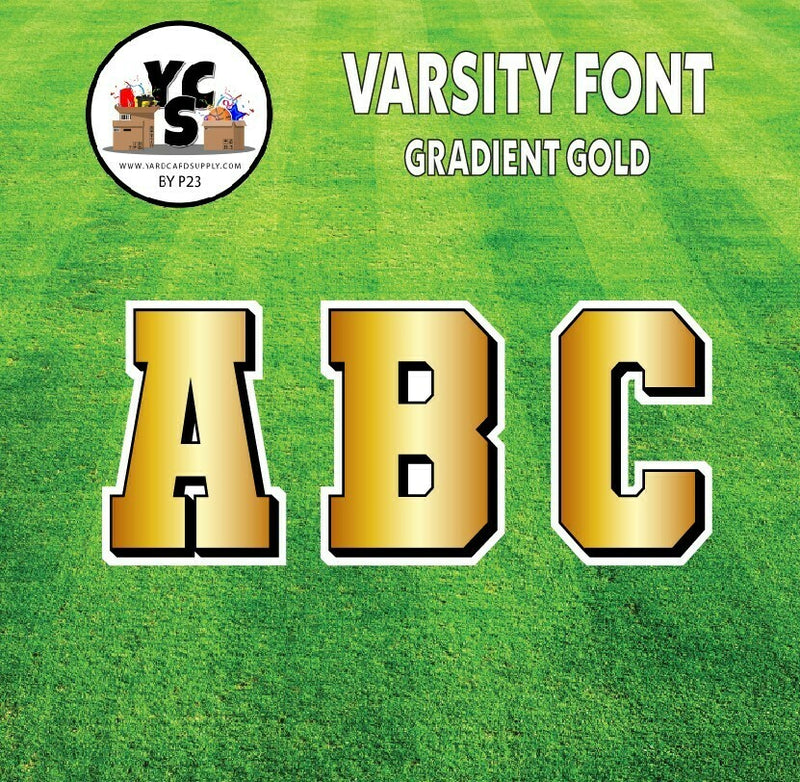 Varsity 23" Alphabet Set - Large Solid with Drop Shadow Gradient Gold
