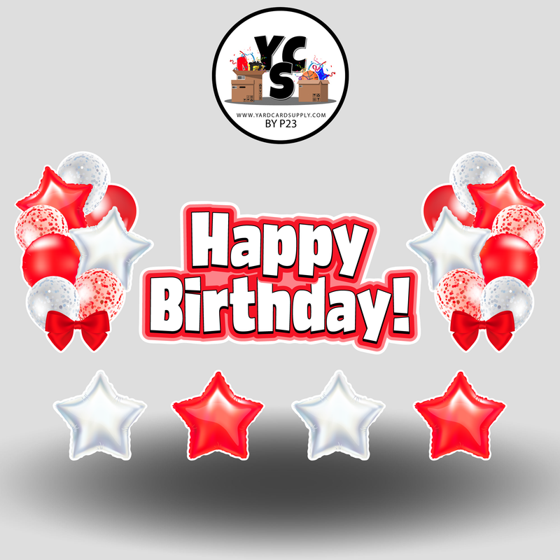 YCS FLASH® & Flair Happy Birthday Balloons and Stars Set