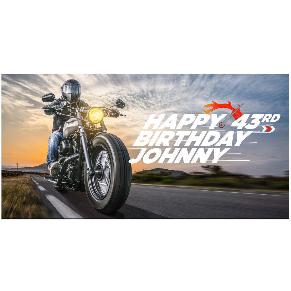 Motorcycle Birthday Banner - Vinyl