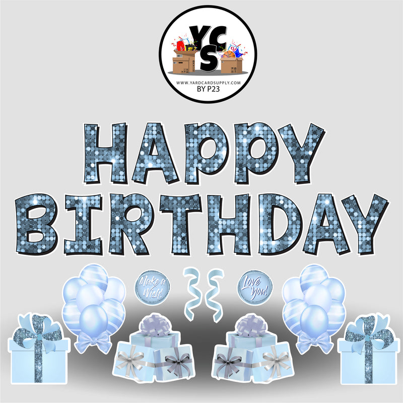 Birthday and Mixed Flair Set - Winter - Ice Blue - All Fonts